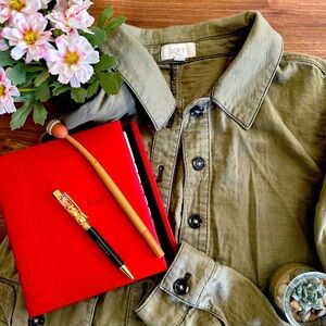 LOFT Outlet Green Cropped Cotton Jacket